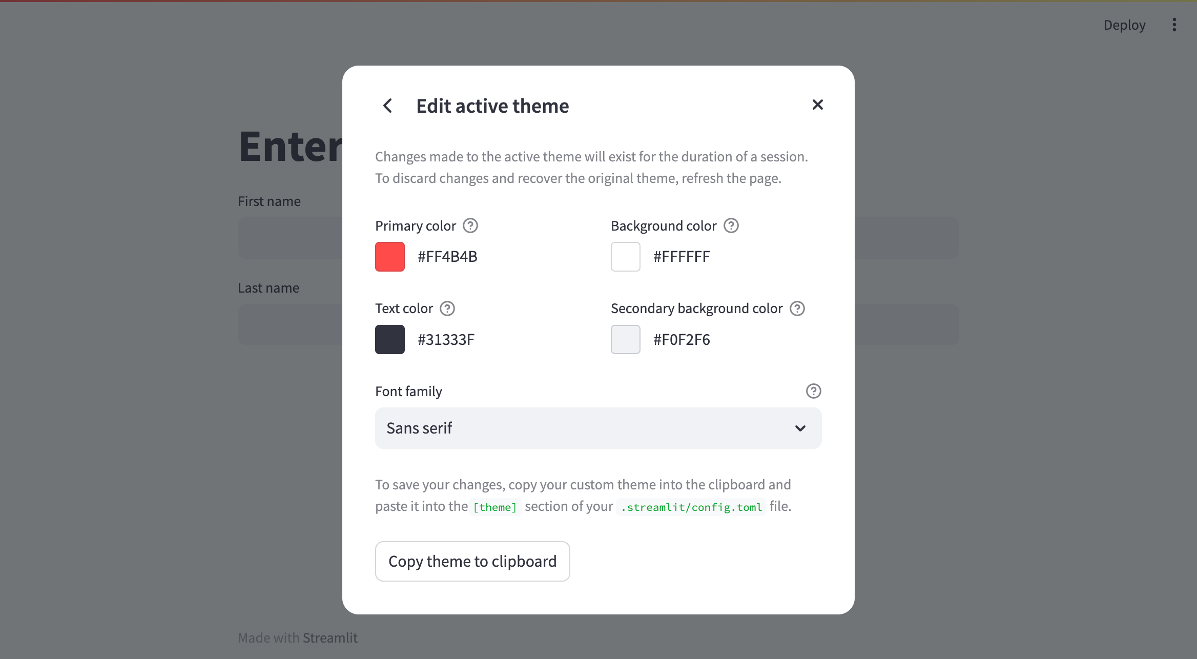 Custom Theme Settings